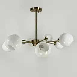 Люстра у латунному корпусі на 8 білих глянцевих плафонів | Арт. F 68/8 AB | Line F