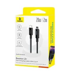 Кабель Baseus Lit Button Control Fast Charging Data Cable USB-C to iP 20W 2 м Чорний - мініатюра 2