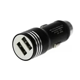Автомобільний зарядний пристрій у прикурювач, адаптер USB з двома портами, чорний - мініатюра 2