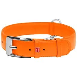 Ошейник для собак Waudog Glamour, кожаный, с QR паспортом, 46-60х3,5 см, оранжевый