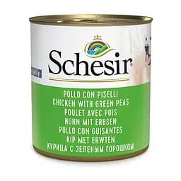 Консерви для собак Schesir Chicken With Green Peas шезир курица з зеленим горошком в желе натуральні, вологі
