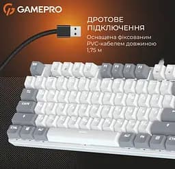 Клавиатура игровая механическая GamePro MK-110-W USB Hot-Swap Outemu Red Switch White-Gray - мініатюра 15