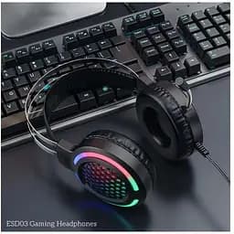Ігрові навушники з підсвічуванням НОСО ESD03 Gaming LED Headphones повнорозмірні чорні - мініатюра 3