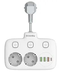 Фільтр мережевий 2 розетки 2.5 см White 20 Вт ColorWay teh0024061 - мініатюра 2