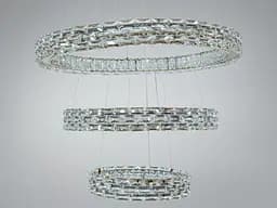 Підвісна LED-люстра Diasha 7896/800+600+400S-Gold з трьома кришталевими кільцями, пультом, 98 W, Gold, 78 см, 16-30m2 - мініатюра 2