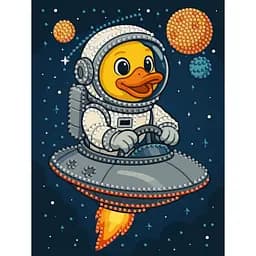 Алмазна мозаїка з частковою викладкою "Качка в космосі" ©art_selena_ua Ідейка AMV1202, 15х20 см