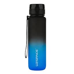 Пляшка для води UZSPACE 3038Black-Blue 1000 мл, чорно-синя
