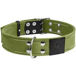 Нашийник для собак Collar, бавовняний, подвійний, 56-71x4,5 см, зелений
