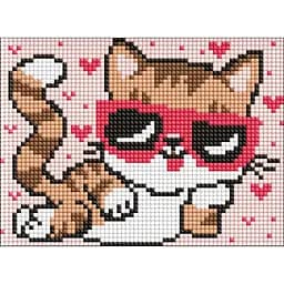 Алмазная мозаика без подрамника Стильный кот AMM1075 15х20 см