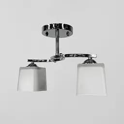 Стельовий хромований світильник на 2 білих плафони 35х9 см | Арт. 91173/2B CH | Line F