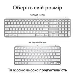 Клавіатура Logitech MX Keys S for Mac Wireless Pale Grey (920-011638) - мініатюра 8