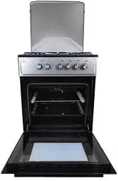 Плита комбинированная Castle CPG-60B, Black/Grey, поворотные переключатели, 4 газовые конфорки, автоподпал интегрированный, решетка металлическая эмалированная, электрическая духовка с двойным стеклом, конвекция, подсветка, два тена, металлическая крышка, 60x60x86.5см