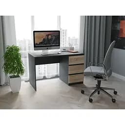 Стіл комп'ютерний письмовий для дому з вбудованою тумбою з ДСП II FT-224 Антрацит+дуб