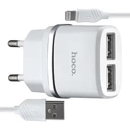 МЗП Hoco C12 Smart dual USB charger set with Lightning cable ( EU ) 2USB 2.4A White