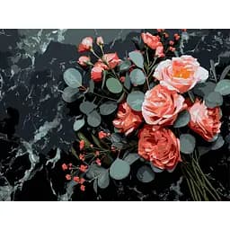 Картина по номерам Strateg Цветочный букет на черном фоне 30х40 см (FH-31)