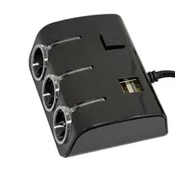 Розгалужувач прикурювача в автомобіль 1506A/1506A трійник у прикурювач +2 USB, розгалужувач 12 вольтів (ST) - мініатюра 2