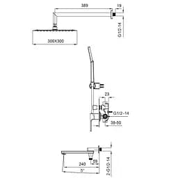 Душова система прихованого монтажу Koer KB-66009-05 KR3509, Чорний матовий - мініатюра 2