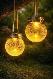 Декоративна кришталева скляна LED куля для тераси / Садовий ліхтар на сонячній батареї garden light jar