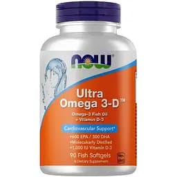 Жирні кислоти Now Ultra Omega-3-D 90 капсул