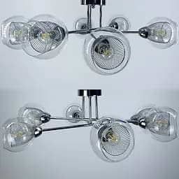 Cвітильник в корпусі метал кольору хром з подвійним плафоном | Арт. 1718/6 CH+CL | Line F