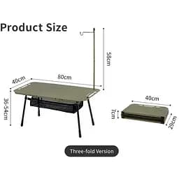 Складаний стіл Naturehike CNK2450JJ025, 80х40 см, алюміній, оливковий - мініатюра 2
