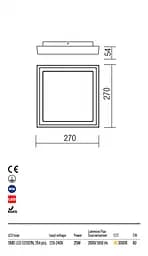 Стельовий світильник BEZEL PL M LED 25W IP54 DB 3000K (SQ) (5.1.2) Redo 9188 - мініатюра 3