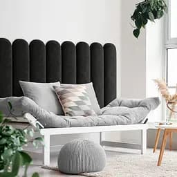 Стінова панель, з закругленим краєм, оксамитове узголів'я ліжка, чорна 30*100*4 см