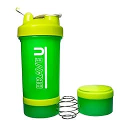 Шейкер Brave U Shaker with containers 3 in 1 салатовий 600 мл (1086-2022-10-2341)