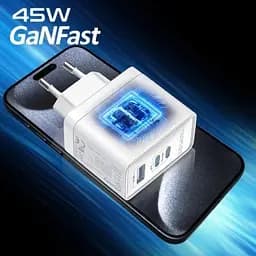 Зарядний пристрій Promate powerport-45 2xUSB-C PD + USB-A QC 45W White (powerport-45.white) - мініатюра 2