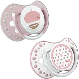 Пустышка силиконовая динамическая Lovi Retro baby, 3-6 мес., 2 шт., розовый (22/804girl)