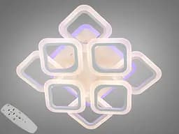 Люстра стельова LED Diasha AS8060/4+4WH, 90W, 3200K-6500K, білий метал, сучасний стиль для дому