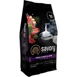 Сухий корм для собак середніх порід Savory Medium Breed rich in Fresh Turkey & Lamb зі свіжим м'ясом індички і ягняти 12 кг
