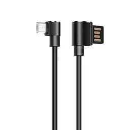 USB Cable Hoco U37 Long Roam MicroUSB (L Shape) Black 1.2m