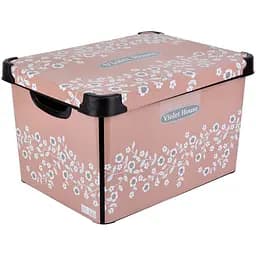 Кошик Violet House 0648 Powder Flowers, з кришкою, 20 л, рожевий (0648 POWDER FLOWERS с/кр. 20 л)