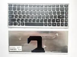 Клавіатура для ноутбуків Lenovo IdeaPad U410 Series чорна зі сріблястою рамкою