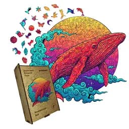 Деревянный пазл Цветной Кит, А5, Картонная коробка 35 элементов