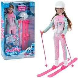 Лялька лижниця, 98005, 29 см, шарнірна, шолом