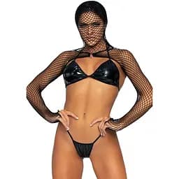 Комплект білизни Leg Avenue Bikini top g-string & shrug One size Black фетиш-болеро ліф стрінги