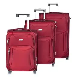 Набір тканинних валіз 3в1 з кодовим замком та телескопічною ручкою червоний (6055-1)