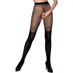 Колготки с открытым доступом Passion двойная плотность Tiopen 012 Black 1/2 (20/40 den)