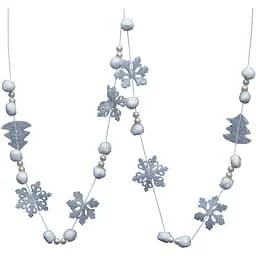 Новорічна прикраса гірлянда з пінопластових фігурок 2 м білий пінопласт бавовна (200183)