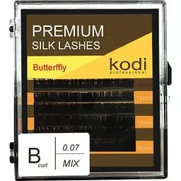Накладні вії Kodi Professional завиток В 6 рядів 0.07 мм 14-16 мм упаковка Butterfly чорні