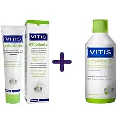 Набір: зубна паста Vitis Orthodontic 100 мл + ополіскувач для ротової порожнини Vitis Orthodontic 500 мл 