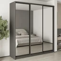 Шафа-купе тридверна MebelStar Комбо BG 3 Дзеркала 220x45x240 см Антрацит (MBS-9792)