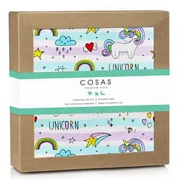 Пелюшка багаторазова Cosas непромокаюча Unicorn & Rainbow 70х120 см, фіолетова