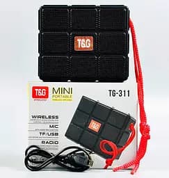 Портативна бездротова Bluetooth колонка T&G TG-311 з потужним звучанням LED-підсвічуванням та ремінцем для перенесення Чорний - мініатюра 7