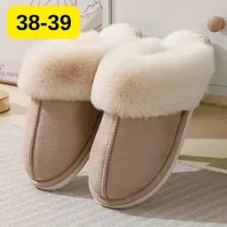 Жіночі домашні капці з хутром Slippers теплі м’які закриті тапочки для дому 38-39 бежевий KT8003822 - мініатюра 2