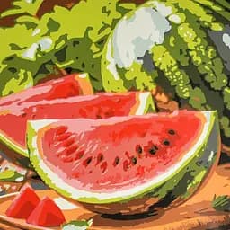 Картина за номерами Strateg Соковитий кавун 30 х 30 см (ES-0930)