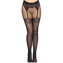 Колготки Leg Avenue Fishnet tights With back seam One Size Black, задній шов, мереживо, сітка