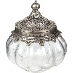 Декоративна банка для сипучих продуктів Lefard скляна з металевою кришкою 14х14 см (876-078)